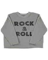 Piupiuchick Terry cotton longsleeve t'shirt - Grey "rock & roll" print